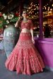 Charlotte  Red Raw Silk Zardosi Embroidered Bridal Lehenga Set For Discount