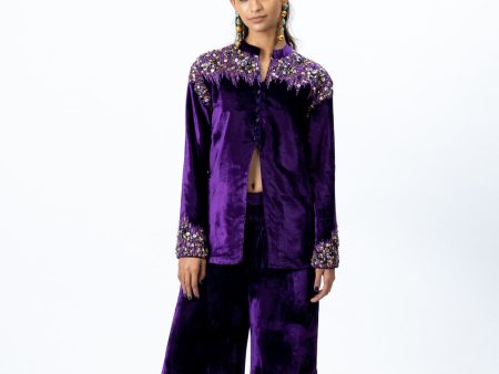 Violet Embroidered Jacket with Sharara Online