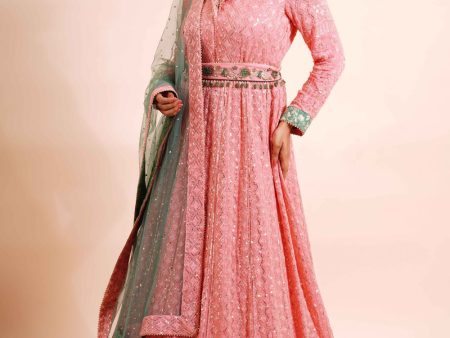 3 Piece Hand Embroidered Anarkali With Dupatta And Belt Supply