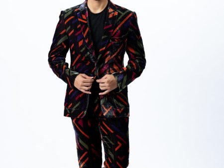 Multi Colour Velvet Blazer and Pants Online Hot Sale