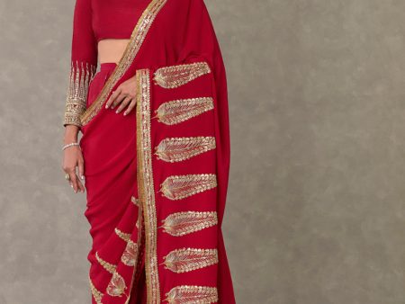 Red Son-Patti Saree on Sale