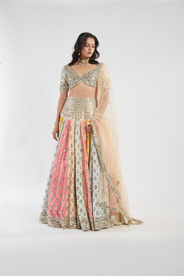 Multicolored Lehenga Set Cheap