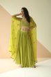 LIME GREEN HEAVY STEP BLOUSE SHARARA WITH BUTI ORGANZA JACKET Sale