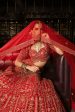 Charlotte  Red Raw Silk Zardosi Embroidered Bridal Lehenga Set For Discount