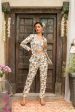 Off White Printed Pant Suit Hot on Sale