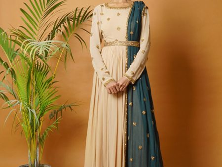 Beige Anarkali Suit And Waistbelt Online Hot Sale