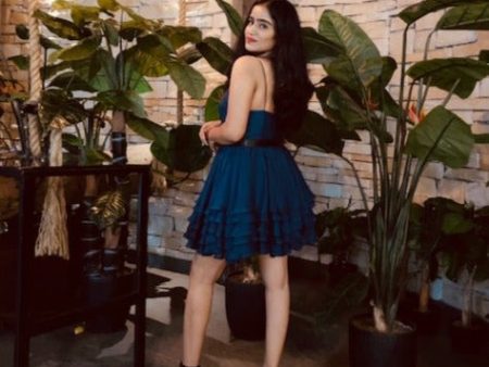 Julieya Prasadini in Mini Beamy Blue Dress For Sale