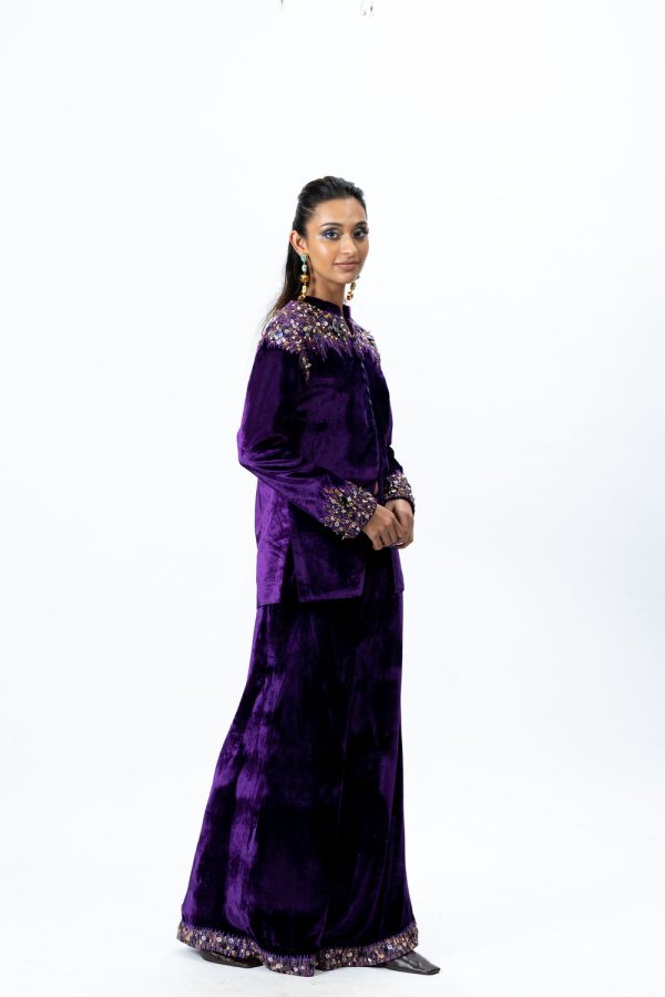 Violet Embroidered Jacket with Sharara Online