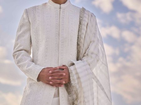 Off-White Kiran Dori Sherwani Set For Discount