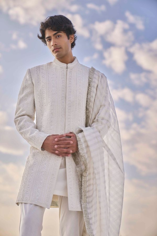 Off-White Kiran Dori Sherwani Set For Discount