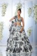 White Black Floral Lehenga Set For Sale