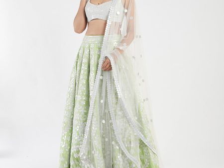 Ivory And Green Lehenga Set For Cheap