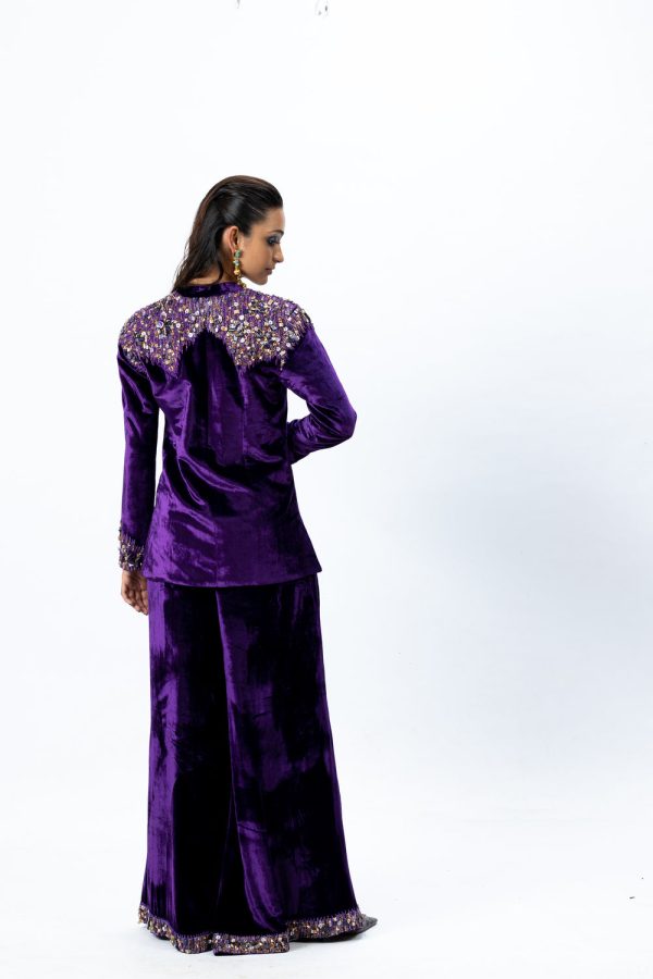 Violet Embroidered Jacket with Sharara Online