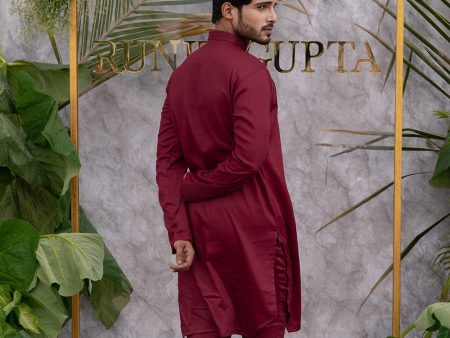 Cherry Maroon Quilted Kurta Set Online