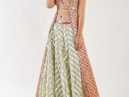 Multicolored Kurta And Lehenga Set For Cheap