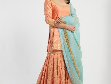 Orange And Blue Sharara Set Supply