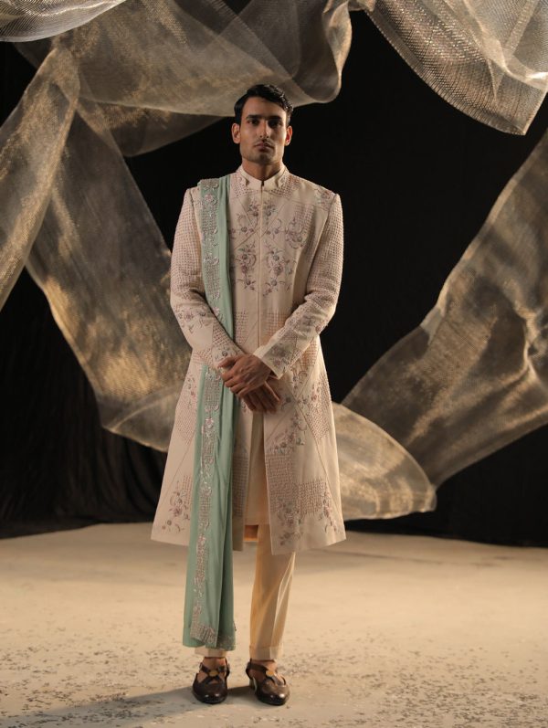 Zardozi Work Sherwani With Hand Embroidered Work Cheap