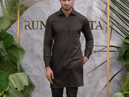 Brown Grey Quilted Kurta Set Online now