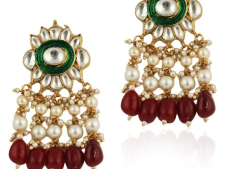 GREEN MEENAWORK EARRINGS WITH RED BEADS Online Hot Sale