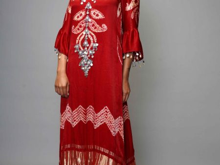 1 Piece Shibori Kaftaan Kurta Hand Embroidered For Discount