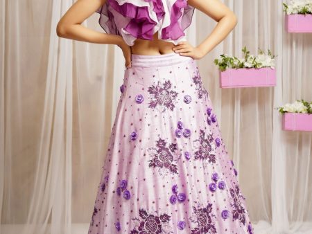 2 PIECE HAND EMBROIDERED TOP WITH LEHENGA SKIRT Online Sale