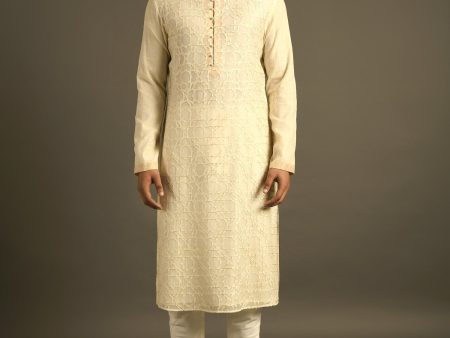 Cream Embroidered Kurta Online