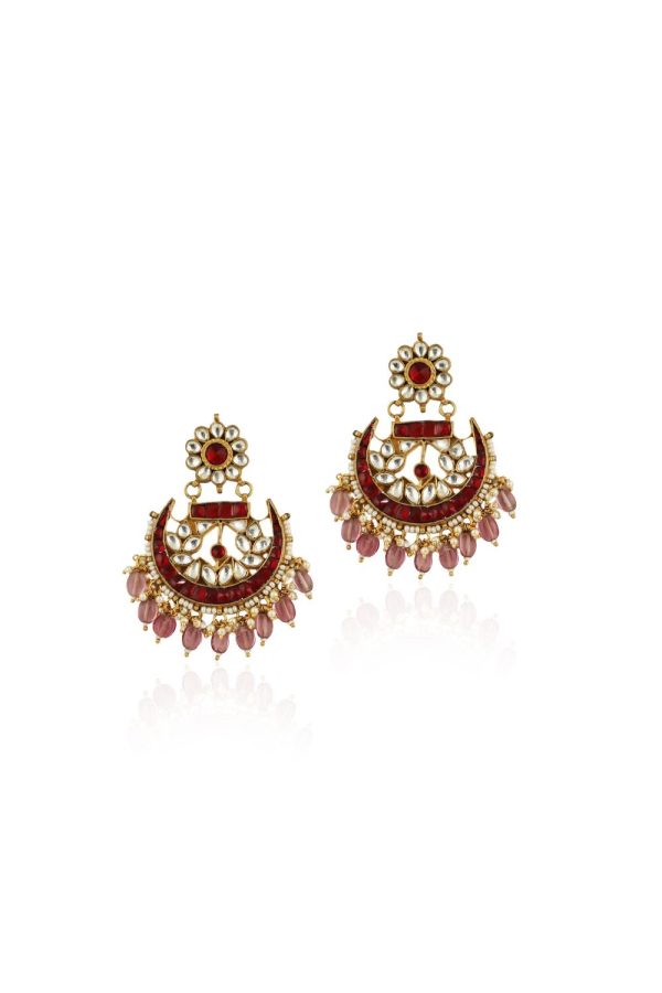 RED WITH PINK HANGING EARRINGS Online now