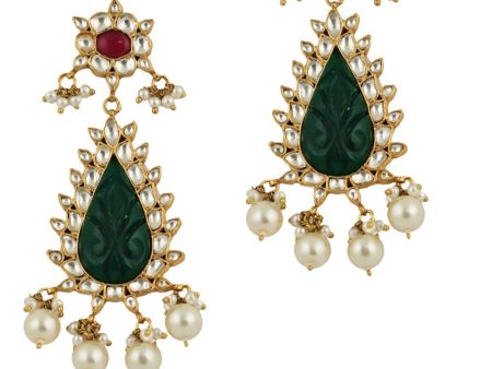 RED AND GREEN  EARRINGS WITH WHITE  PEARL Discount