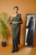 Olive Green Saree Set With Waistbelt For Discount