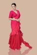 Rani Pink Drape Saree With Ruffles And Blouse Fashion