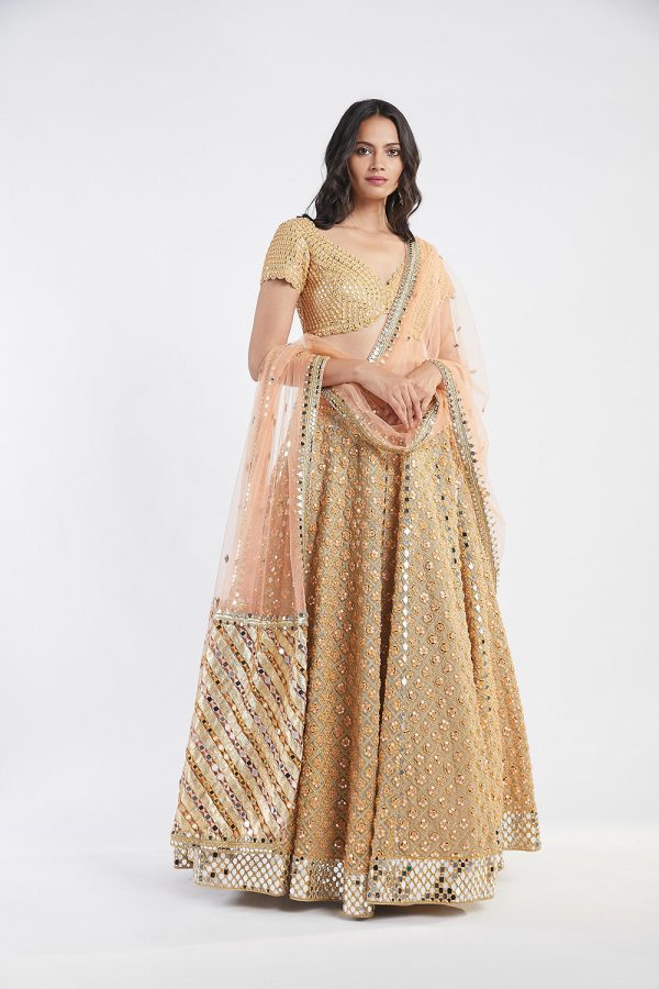 Beige and Organge and Yellow & Light Orange Lehenga Set Online Hot Sale