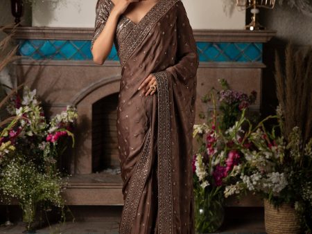 Brown Saree For Cheap