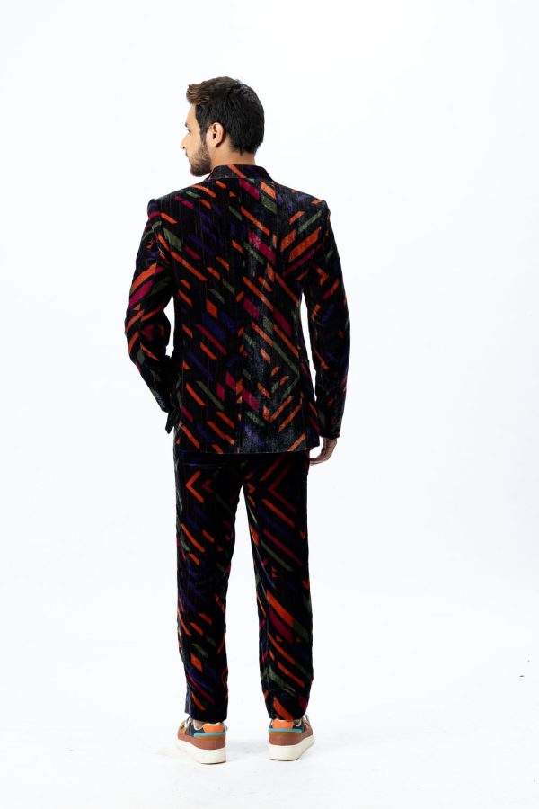 Multi Colour Velvet Blazer and Pants Online Hot Sale