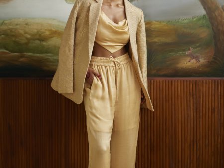 Buttercup Cowl Top Paired With Jacket & Pants on Sale