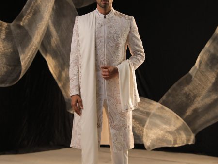 Ivory Sherwani With Bead Work And Zardozi Online Hot Sale