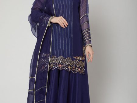 Cobalt Blue Embroidered Kurta Set Online now