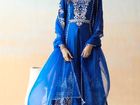 Cobalt Blue Kurta Set with Sharara Online Hot Sale