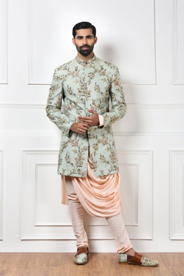 Mint Embroidered Indo-Western Set Online