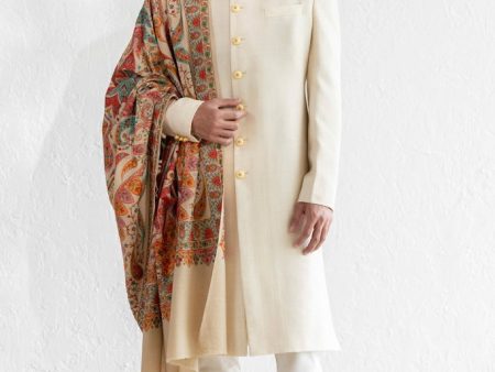 Talq Beige Sherwani on Sale