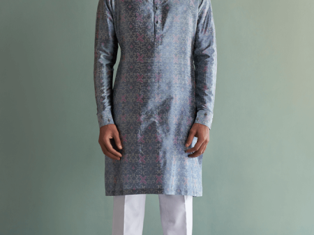 Grey Ikat Kurta Online Hot Sale