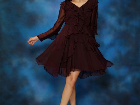 Mahogany Ruffle Dress on Sale