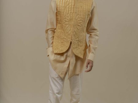 CREAM BUNDI-KURTA SET Cheap