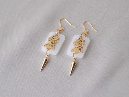 1-bamboos tile&studs  earrings Online now