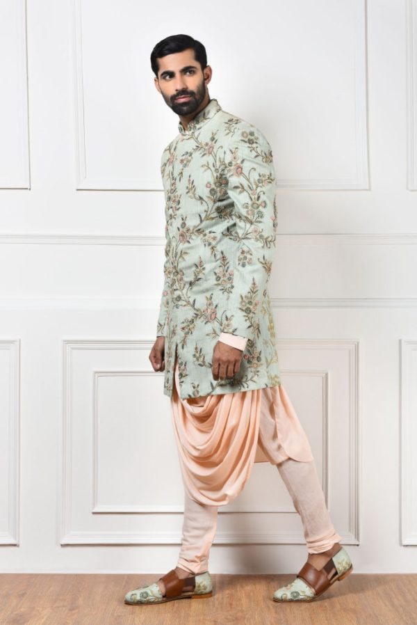 Mint Embroidered Indo-Western Set Online