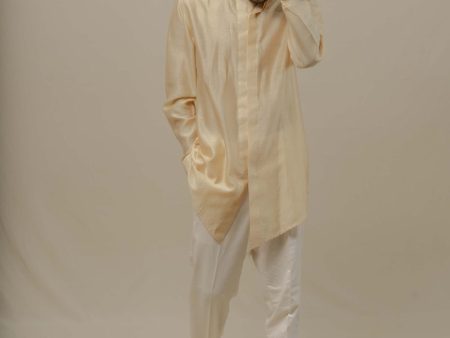 CREAM CHANDERI SILK KURTA SET Cheap