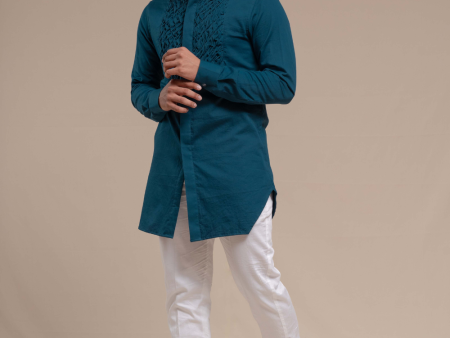 BLUESMOCKING SHORT KURTA TUXEDO SHIRT SET Hot on Sale